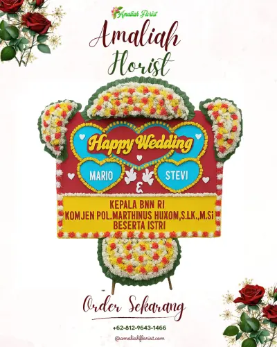 Karangan Papan Bunga Pernikahan di Cipaisan